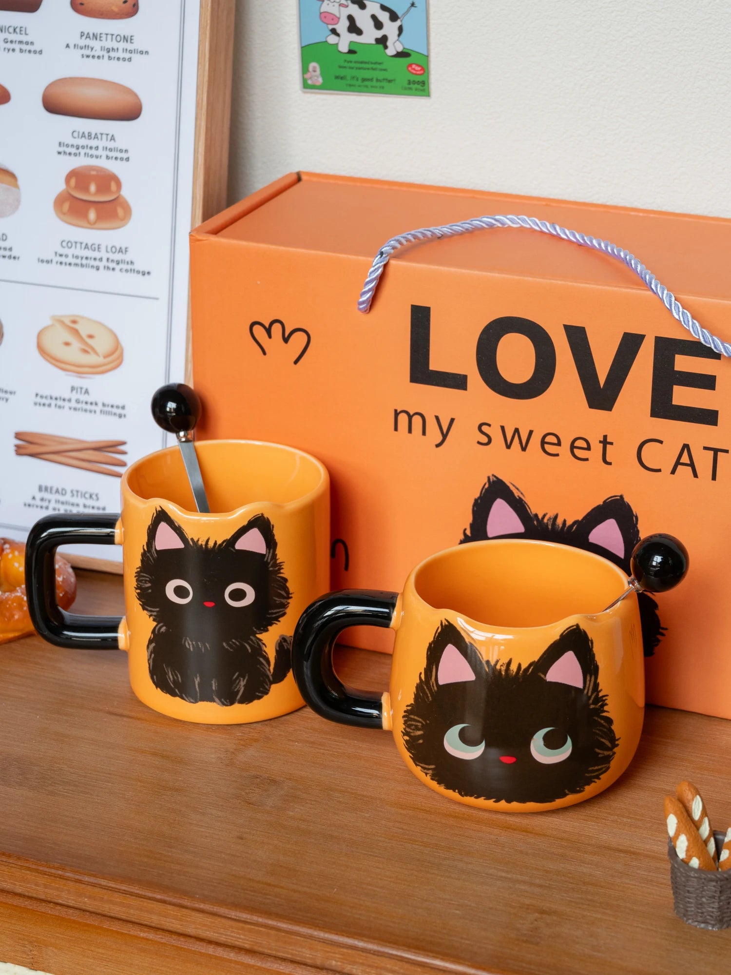 Ceramic  Head Mugs with Spoons Cute Animal Design Drinking Water Cups for Couples Home Office Birthday Gifts