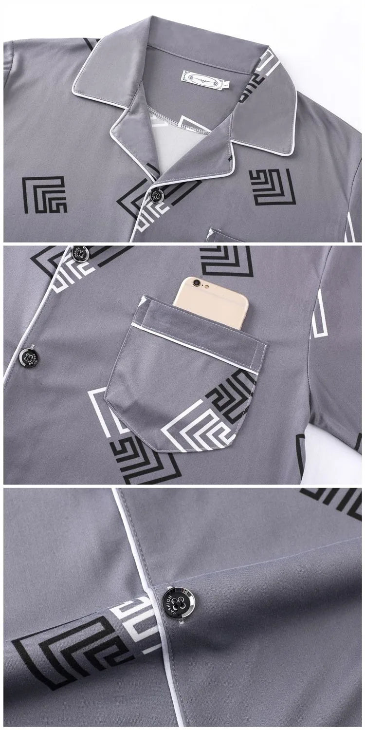 Casual Pure Cotton Men's Sleepwear Long Sleeve Long Pants Two-Piece Set Plaid Striped Simple Wearable Home Clothes