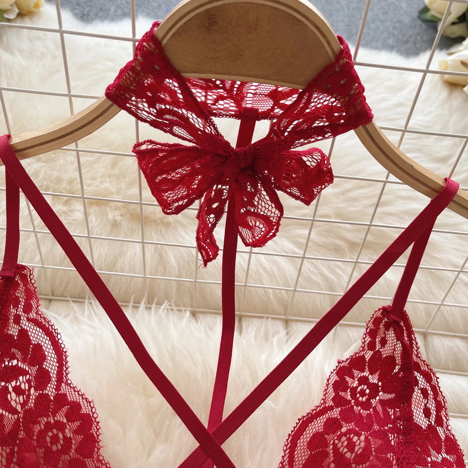 Sexy Lace Strap Jumpsuit Slim Fit Transparent Women's Pajamas Halter Playsuit Erotic Lingerie Catsuit Backless Hollowed Bodysuit