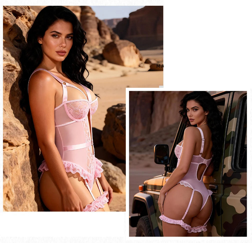 Red Floral Lace Garter Lingerie Set With Choker Women Intimates 2022 Underwire Bra And Thongs Ladies Underwear Set