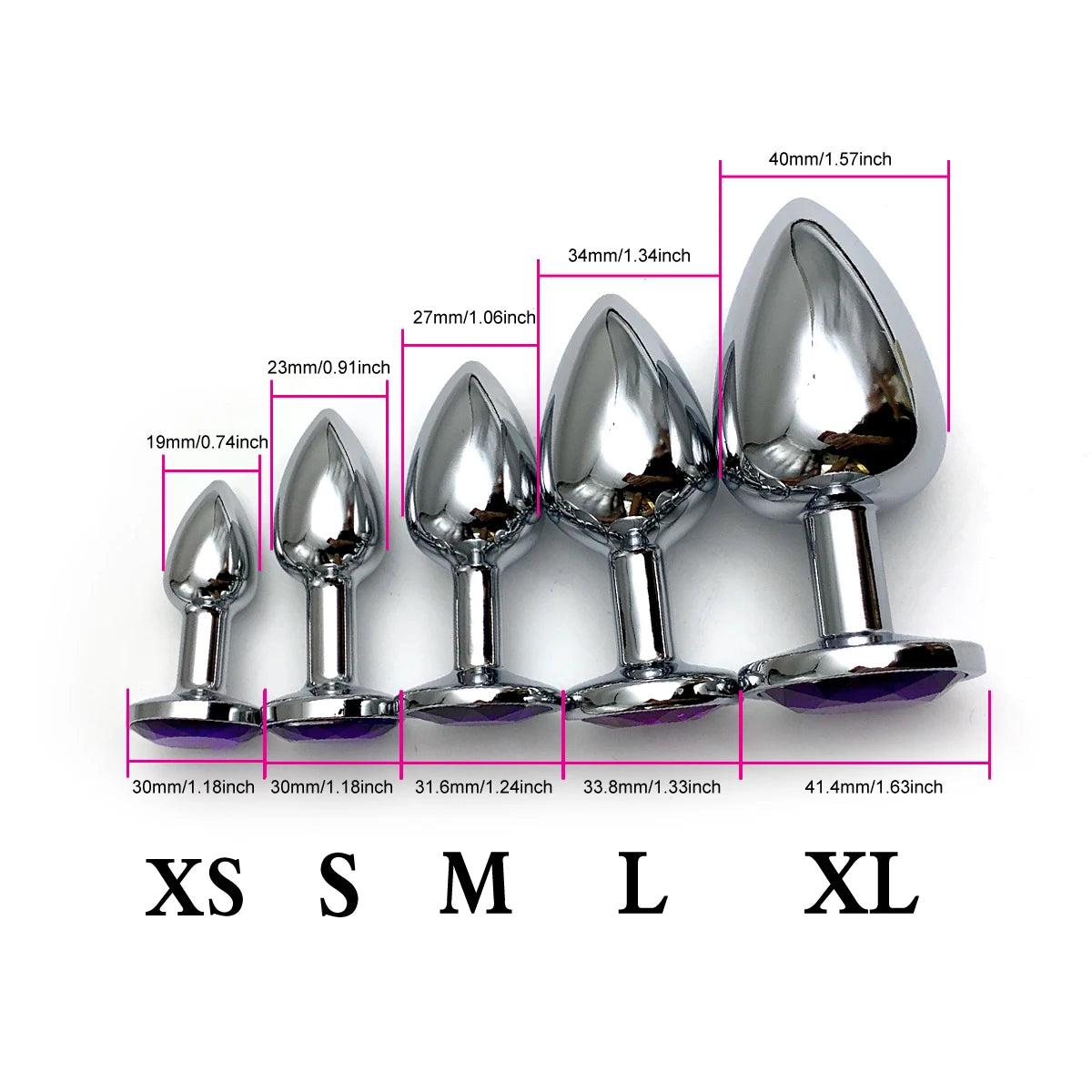Metal Anal Plug Set with Jewel Base – 5 Sizes for Beginners to Advanced