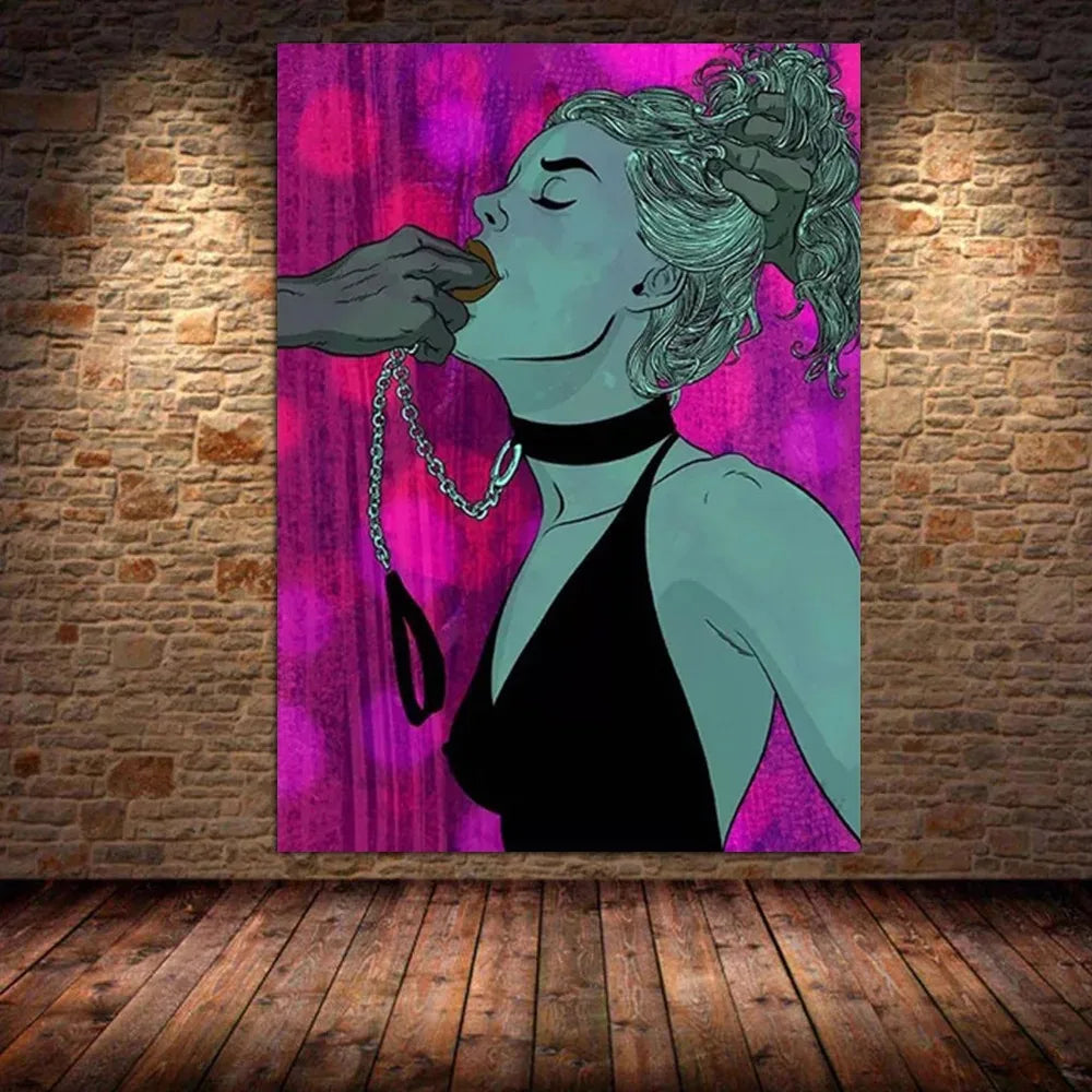 Romantic Lover Art Canvas Painting Faker Sexy Nude Woman Body Adults Wall Poster Prints Cuadros Pictures Bar Bedroom Home Decor
