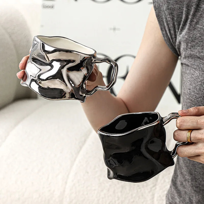 Irregular Ceramic Mugs Creative Coffee Cups Couple's Home Cups Ceramic Mugs Living Room Drinking Utensils Ceramic Mugs Gifts