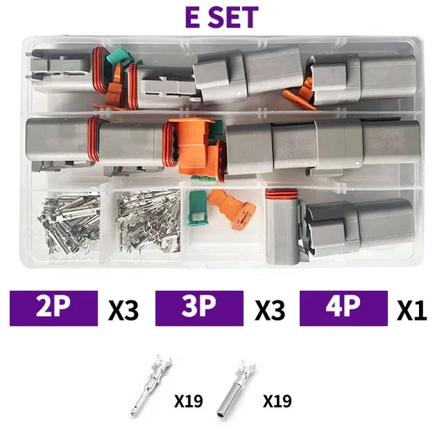 DT Series Deutsch Waterproof Connector Kit Repair Tool Portable Box Suit DT06-2/3/4/6/8/12S DT04-2/3/4/6/8/12P Terminal & Pliers