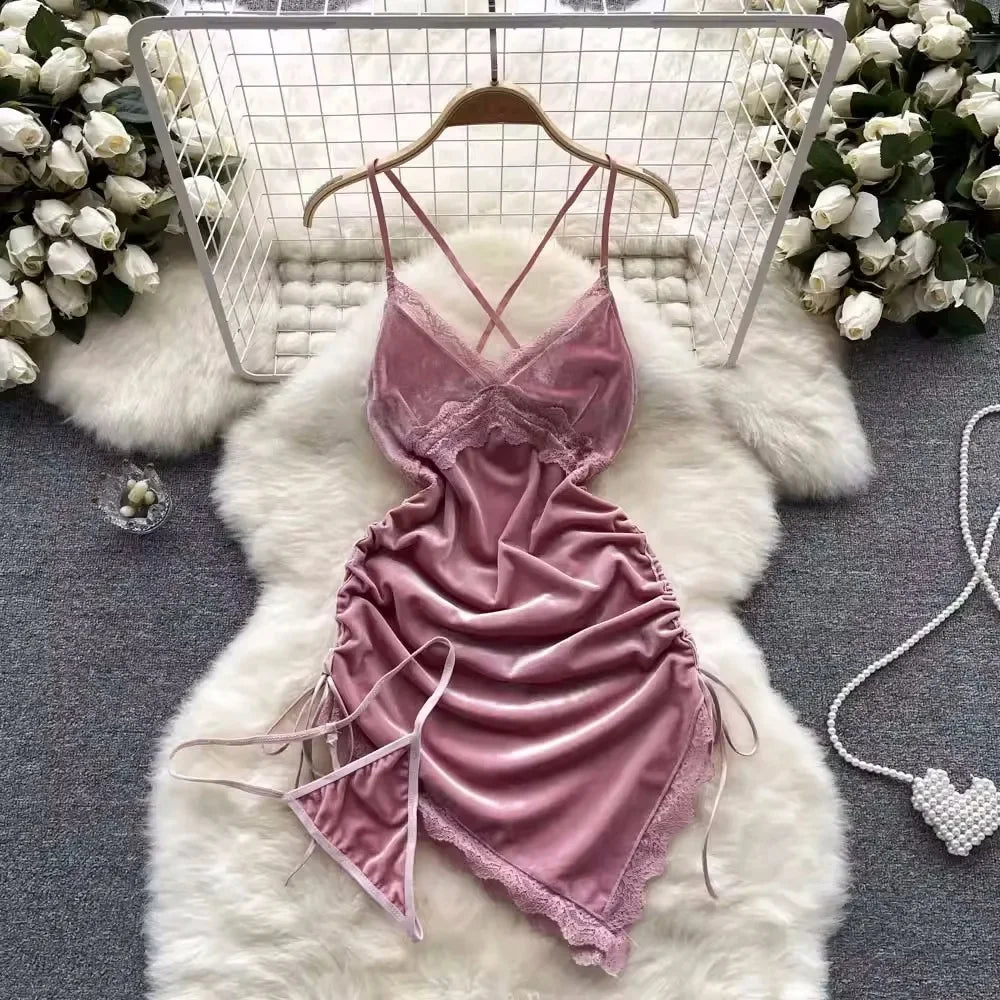 Female Sleevless Halter Playsuits Lace Sheer Open Crotch Lingerie Rompers Women Erotic Hollow Out Sexy Bodysuits Bow Jumpsuit