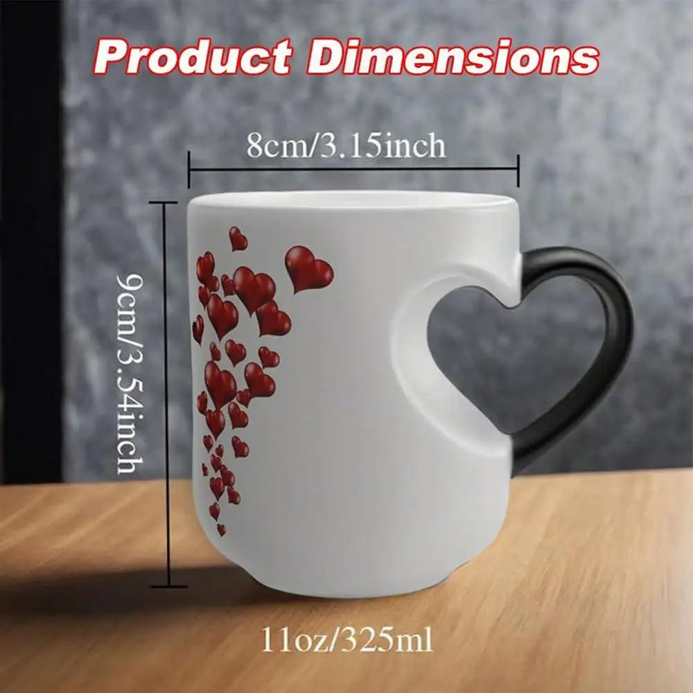 Heat Sensitive Color Changing Heart Handle Mug Strange Rare Mate Couple Valentine Day Wedding Coffee Mug Cup Festival Gifts