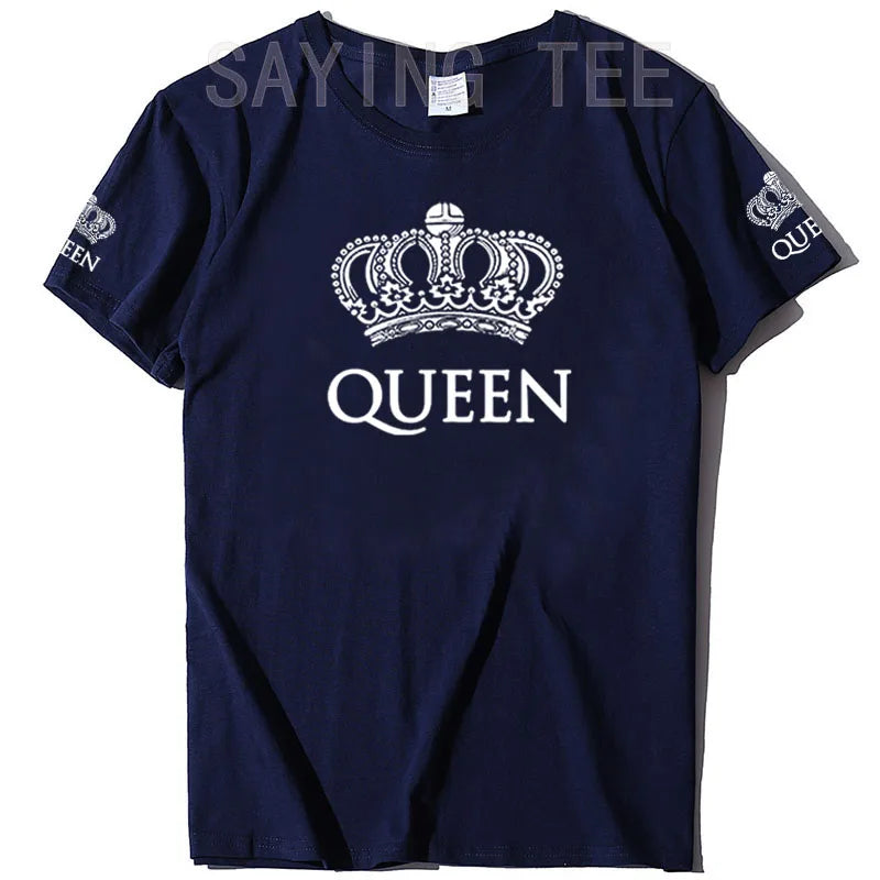 Matching Shirts for Couples Set for Him and Her King Queen T-Shirts Boyfriends Girlfriends Clothes Short Sleeve Graphic Tee Tops