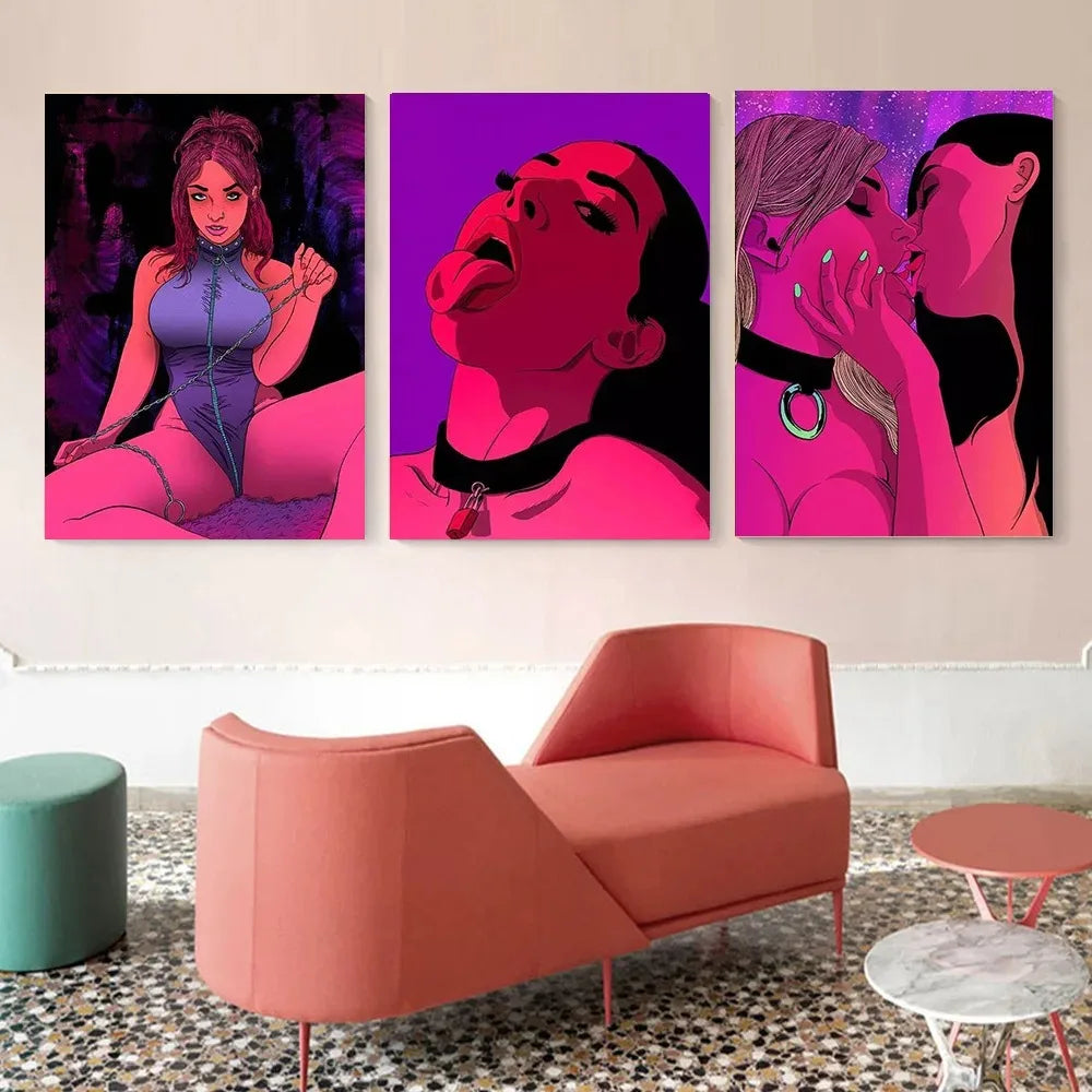 Romantic Lover Art Canvas Painting Faker Sexy Nude Woman Body Adults Wall Poster Prints Cuadros Pictures Bar Bedroom Home Decor