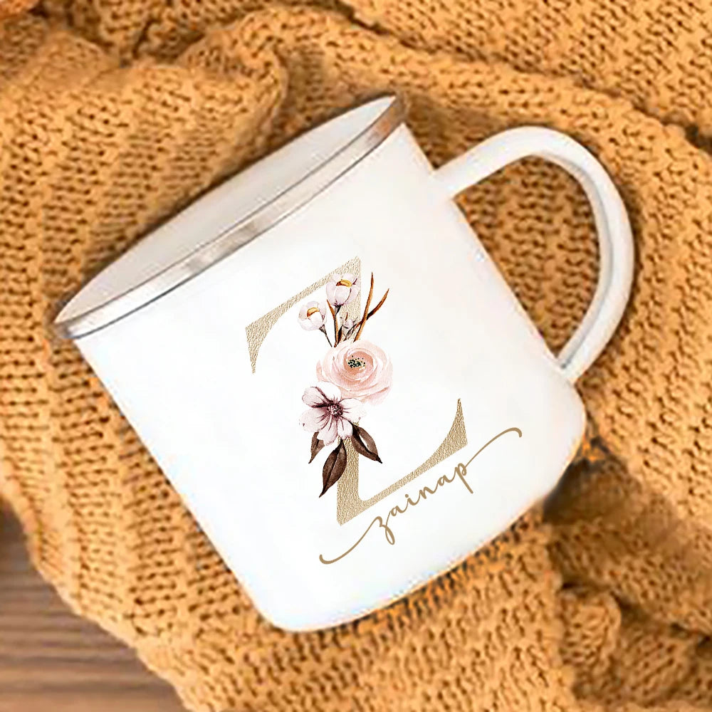 Floral Print Mugs Custom Name Coffee Juice Cups Wedding Bachelor Party Wine Cup Bridesmaid Bride Valentine's Day Christmas Gifts