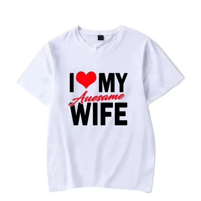 I Love My Awesome Wife Husband T Shirts Women Honeymoon Couple Outfits Dating Couples Anniversary Gifts Men