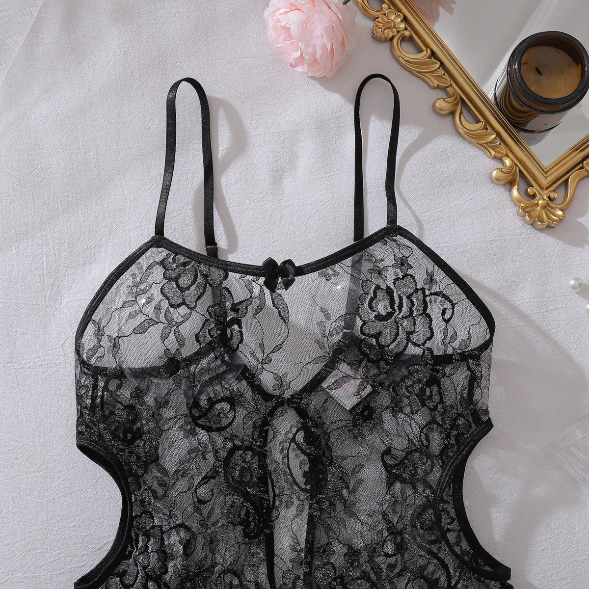 Ellolace Exclusive Women's Lingerie Sets Sexy Hollow Open Crotch Bodysuit Intimate See Through Oriental Aesthetic Underwear