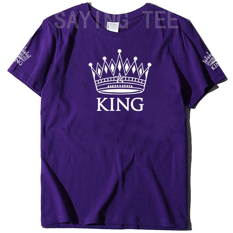 Matching Shirts for Couples Set for Him and Her King Queen T-Shirts Boyfriends Girlfriends Clothes Short Sleeve Graphic Tee Tops