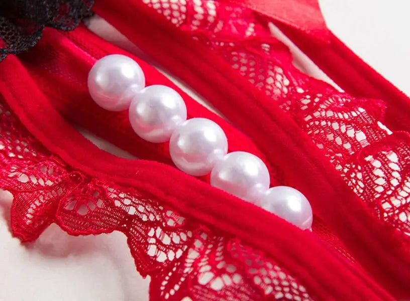 Sexy Women's Panties Lingerie G String Thongs Lace Underwear Female Perspective Women's Thong Pearl Panties Transparent Knickers