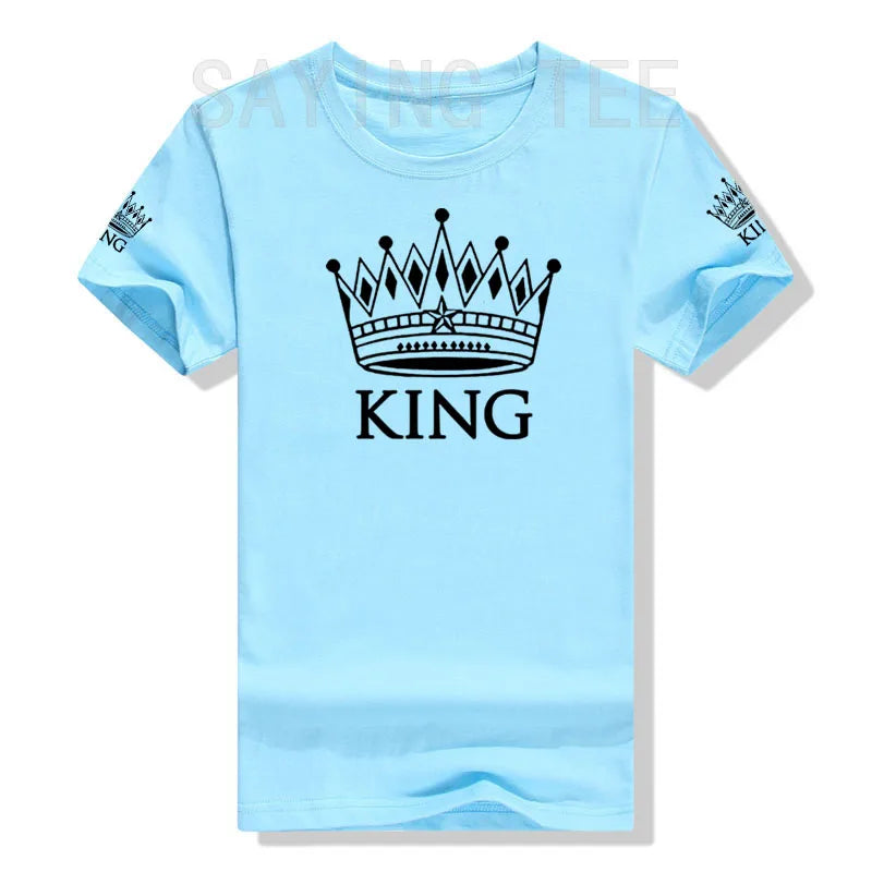 Matching Shirts for Couples Set for Him and Her King Queen T-Shirts Boyfriends Girlfriends Clothes Short Sleeve Graphic Tee Tops