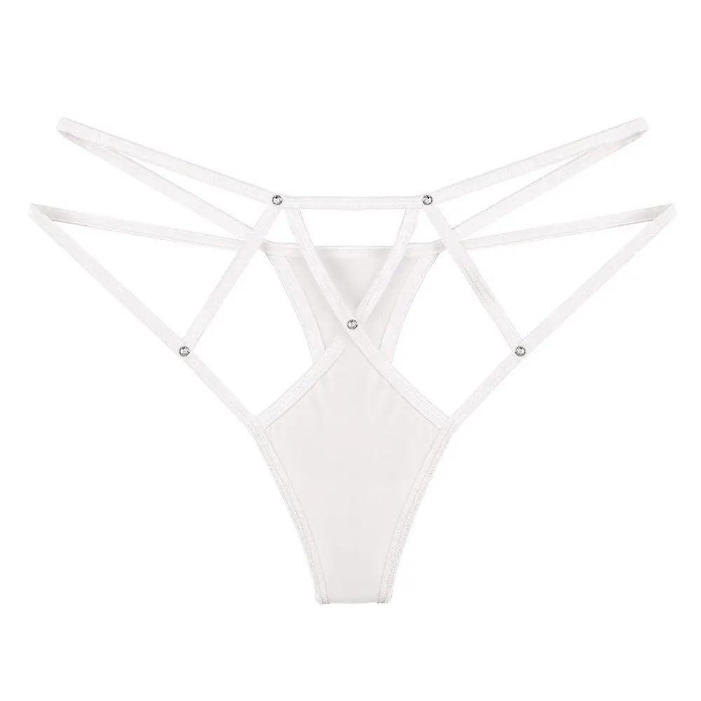 Women's Sexy Lace Hollow Out Thong Panties – Low Rise G-String Underwear | Comfortable Nylon Ice Silk Intimate Wear