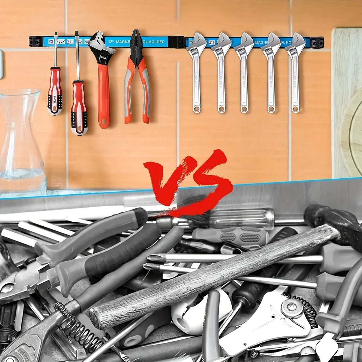 12 inch Magnetic Tool Holder Heavy Duty Tool Bar,Space Saving Metal Organizer Rack Tool for Workshop Garage Home