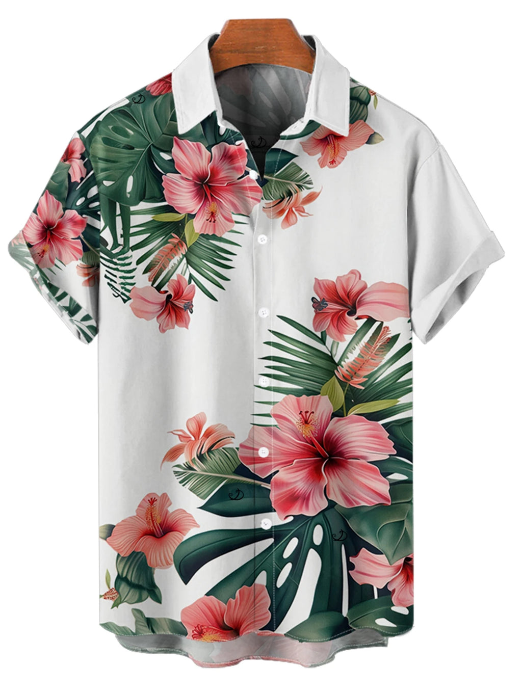 Dressfo Couple Matching set Hawaii Vacation Tropical Flower Print Belted Mini Dress And Short Sleeve Shirt Matching Outfit