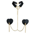 Sexy Metal Chain Linked Nipple Cover With Choker Nipple Pasties  Reusable Women Bondage Choker Collar Body Chain Sex Games Toys