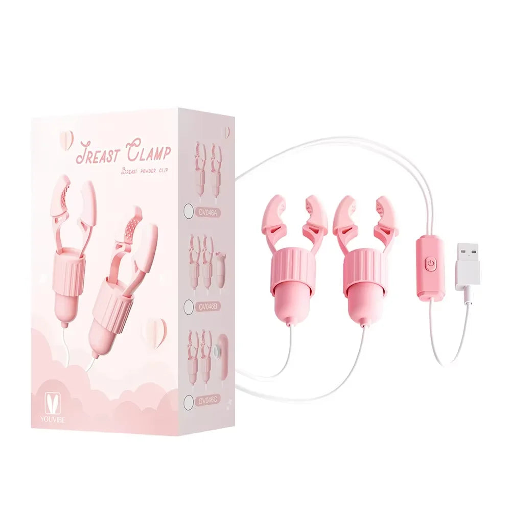 Vibrating Nipple Clamp Vibrator Female Breast Massage Labia Clitoris Clip Stimulation Massager Adult Sex Toy For Women