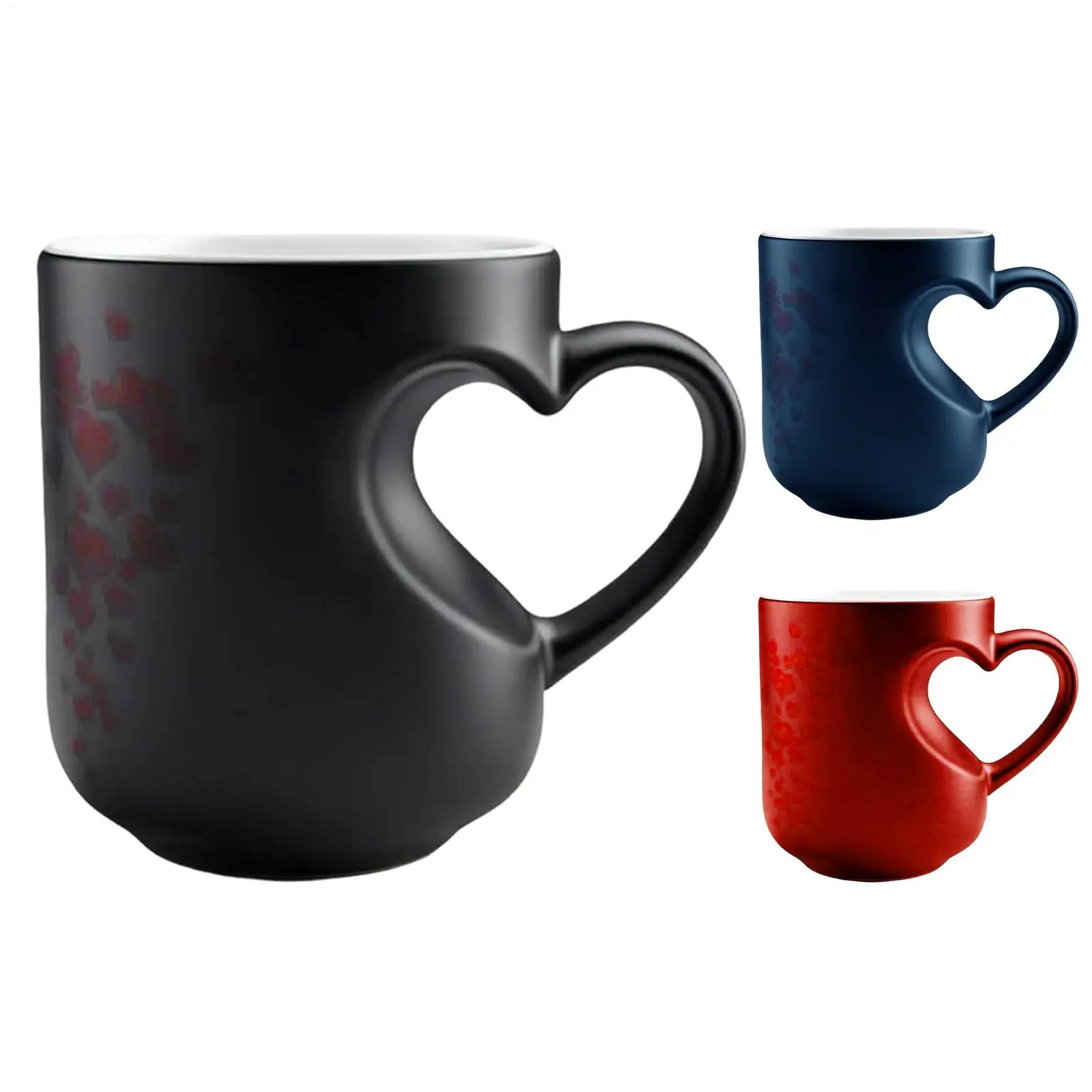 Heat Sensitive Color Changing Heart Handle Mug Strange Rare Mate Couple Valentine Day Wedding Coffee Mug Cup Festival Gifts