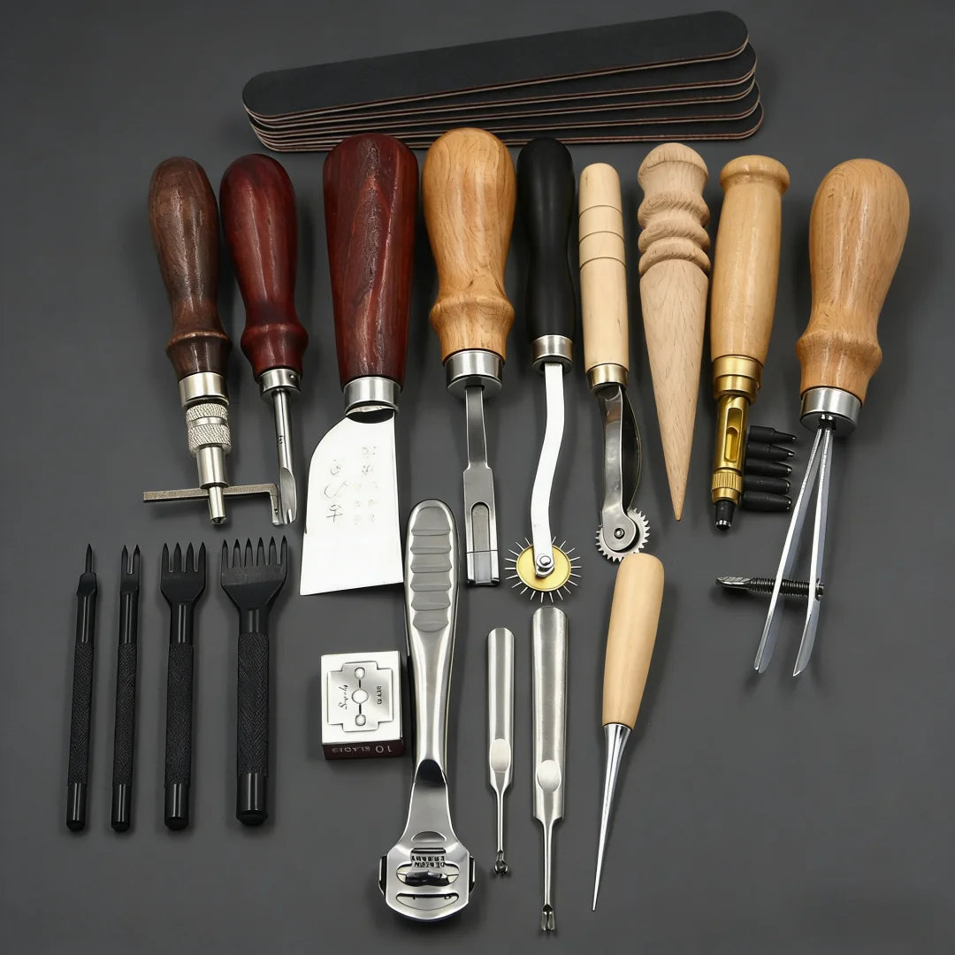 Leather tool set DIY handmade leather sewing set art 18 kinds of multifunctional leather repair and production tools